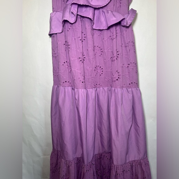 Flying Tomato Purple Eyelet Ruffle Maxi Dress Size Large Cottagecore Boho - Picture 5 of 12